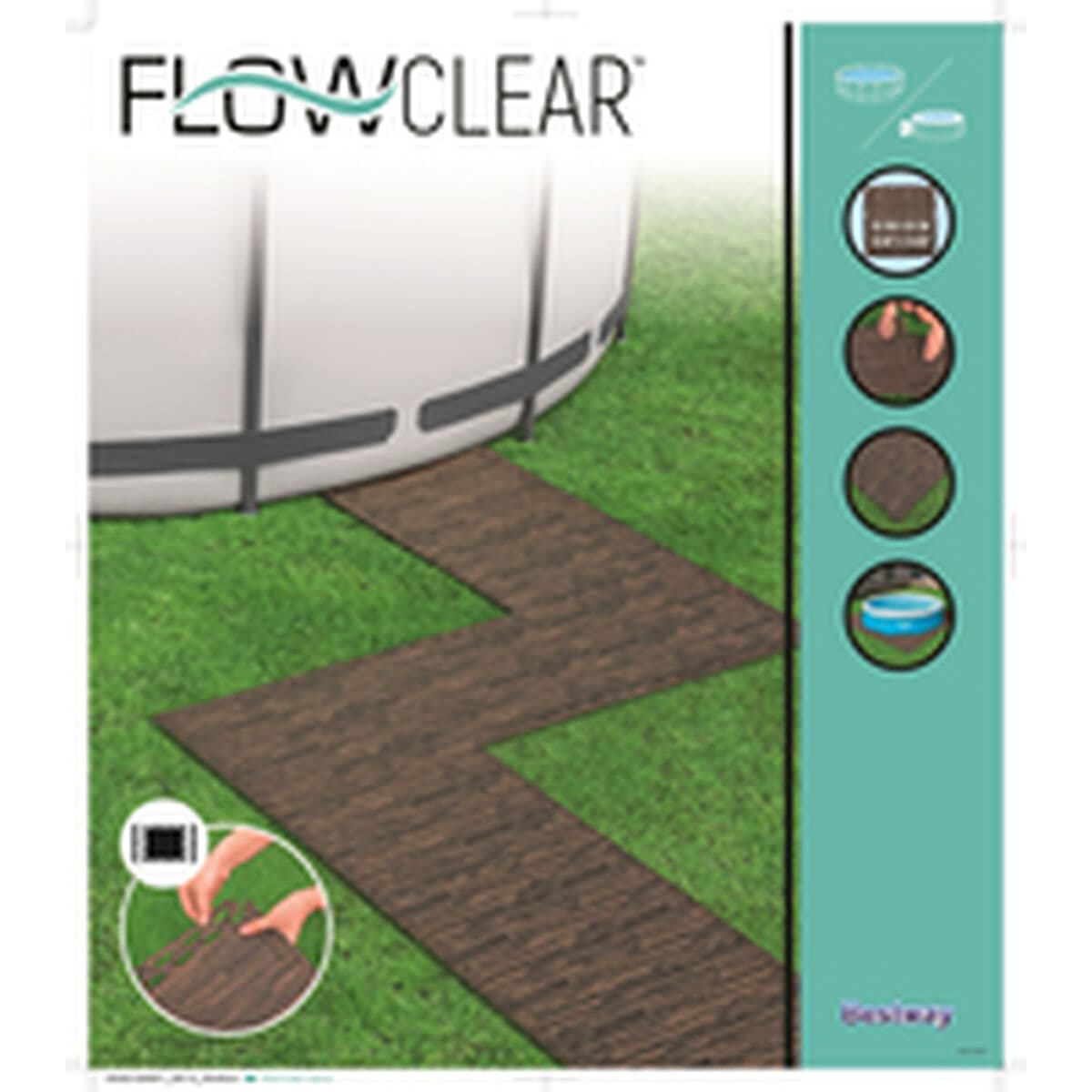 Bestway Suelo Piscina Foam Estilo Madera Retractil 12 Piezas 50x50 cm Jardin 58712 - Image 6