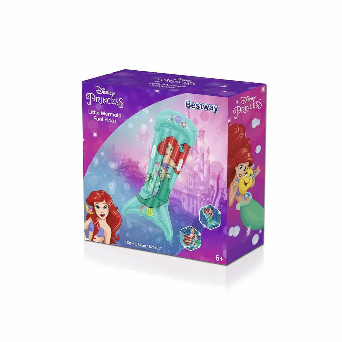Bestway Luftmadrass Disney Sjöjungfrun Med Handtag 158x81 cm +6 År Trädgård 09108 - Image 3