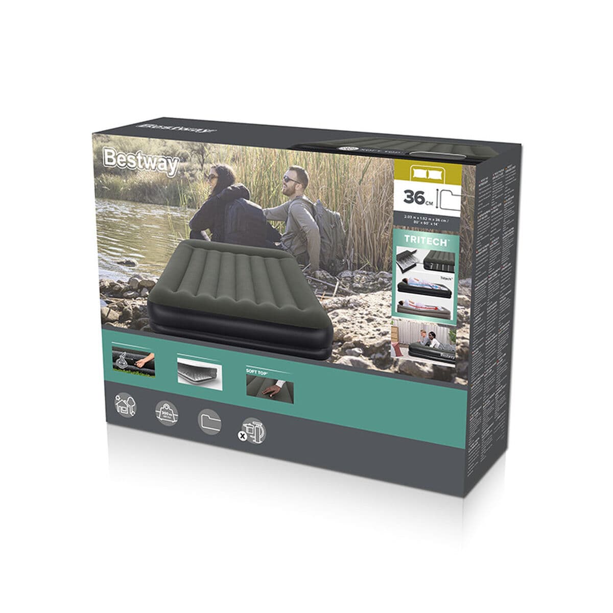 Bestway Doppel-Matratze 203x153x36 cm Aufblasbar und Camping 67699 - Image 2