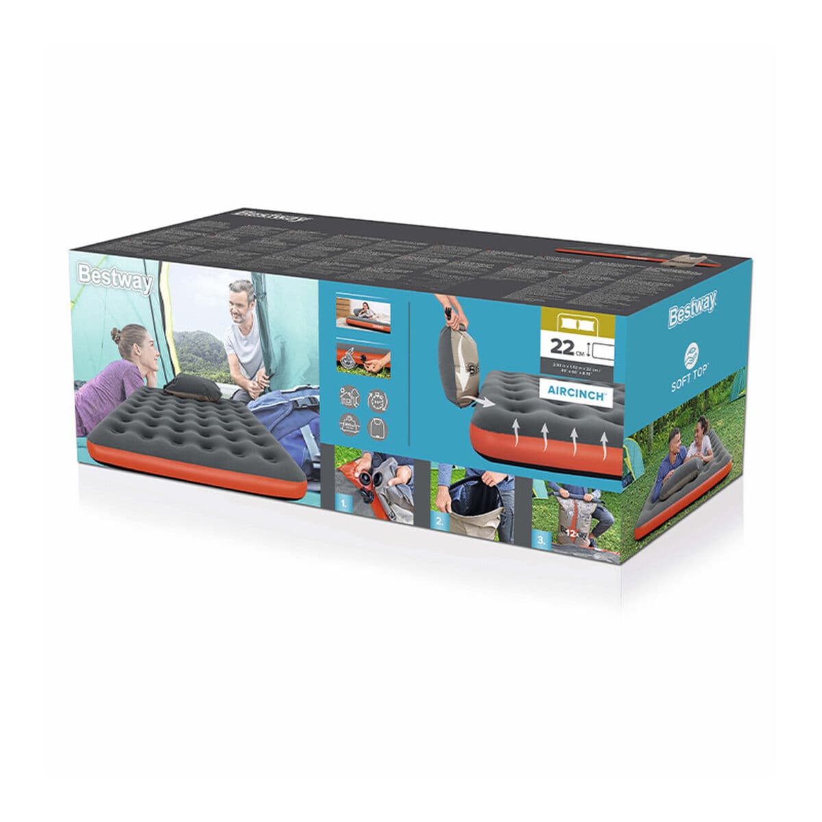 Bestway Doppelmatratze Roll & Relax 203x183x22 cm Aufblasbar und Camping 67703 - Image 4