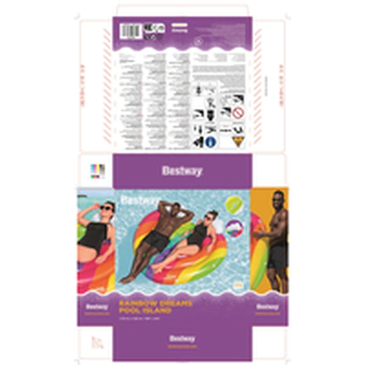 Bestway Flytande Ö Regnbåge Uppblåsbar 175x163 cm Strand och Pool 43722 - Image 9