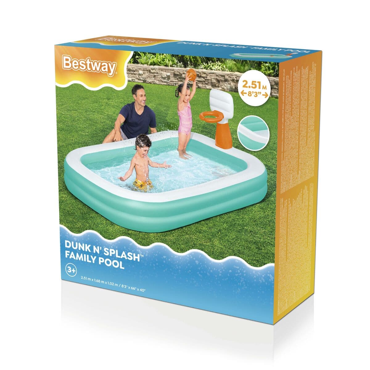 Bestway Piscina Hinchable Infantil Juego Basket 251x168x102 cm +3 Años Jardin 54445 - Image 3