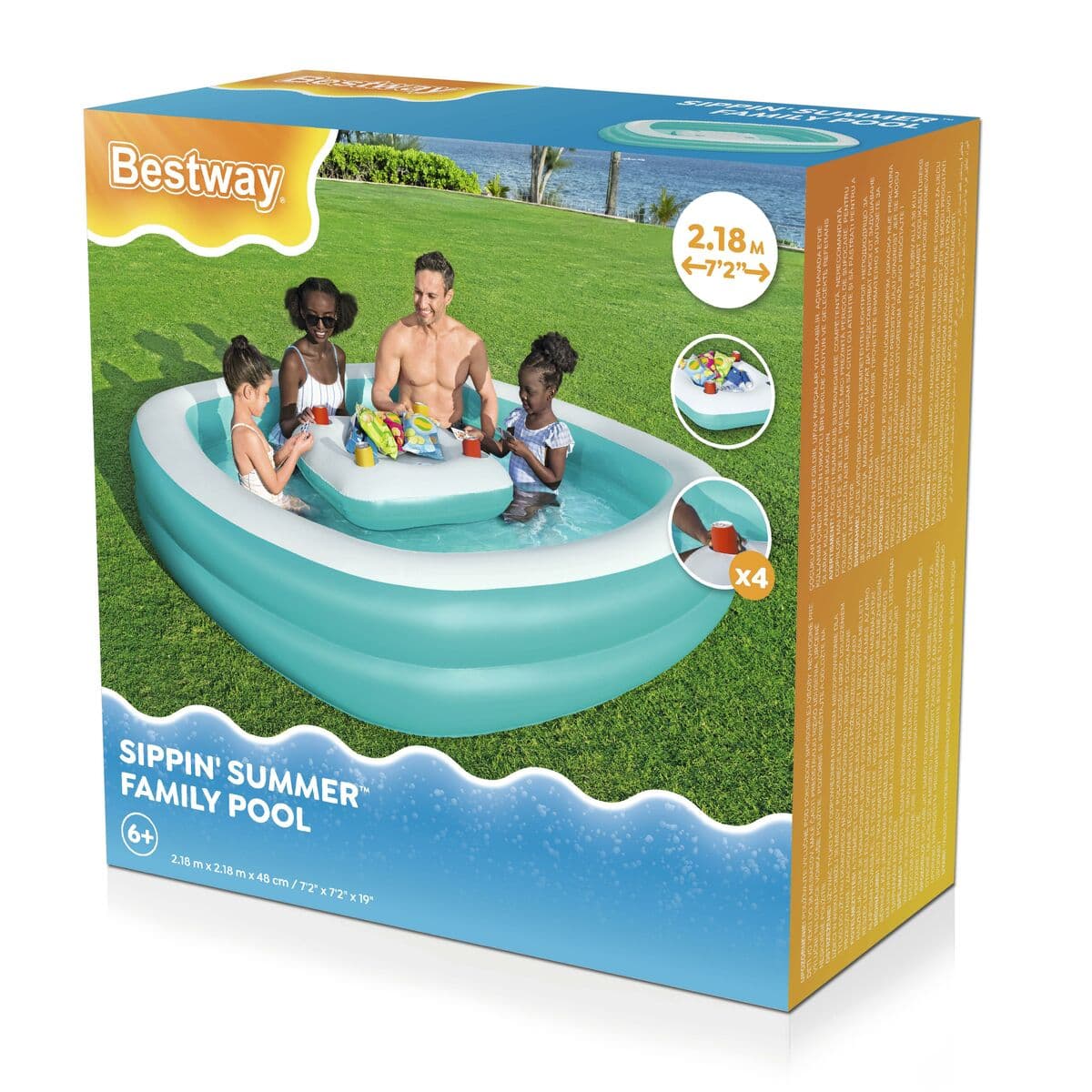 Bestway Piscina Hinchable Infantil 2 Camaras Family Mesa Flotante 218x218x48 cm +6 Años Jardin 54446 - Image 3