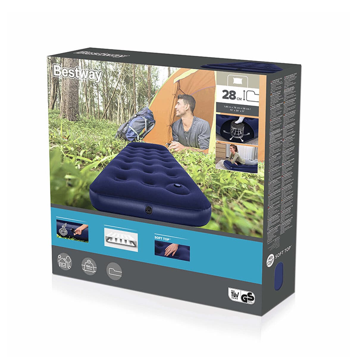 Bestway Colchon Individual Junior con Hinchador de Pie 185x76x28 cm Hinchable y Camping 67223 - Image 2