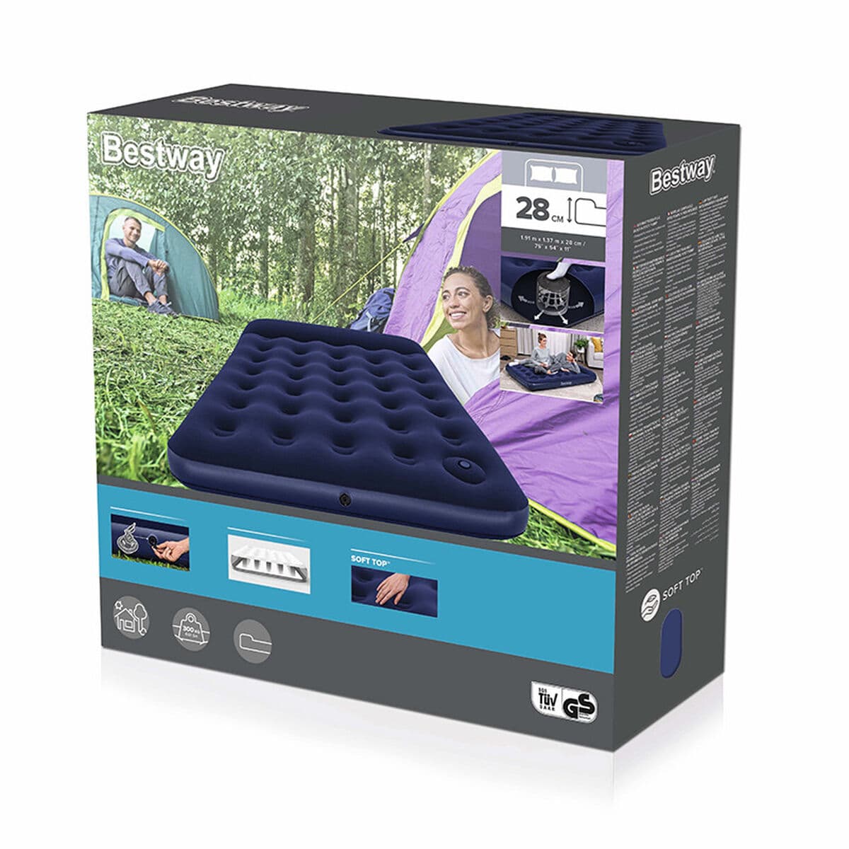 Bestway Colchon Doble con Hinchador de Pie 191x137x28 cm Hinchable y Camping 67225 - Image 2