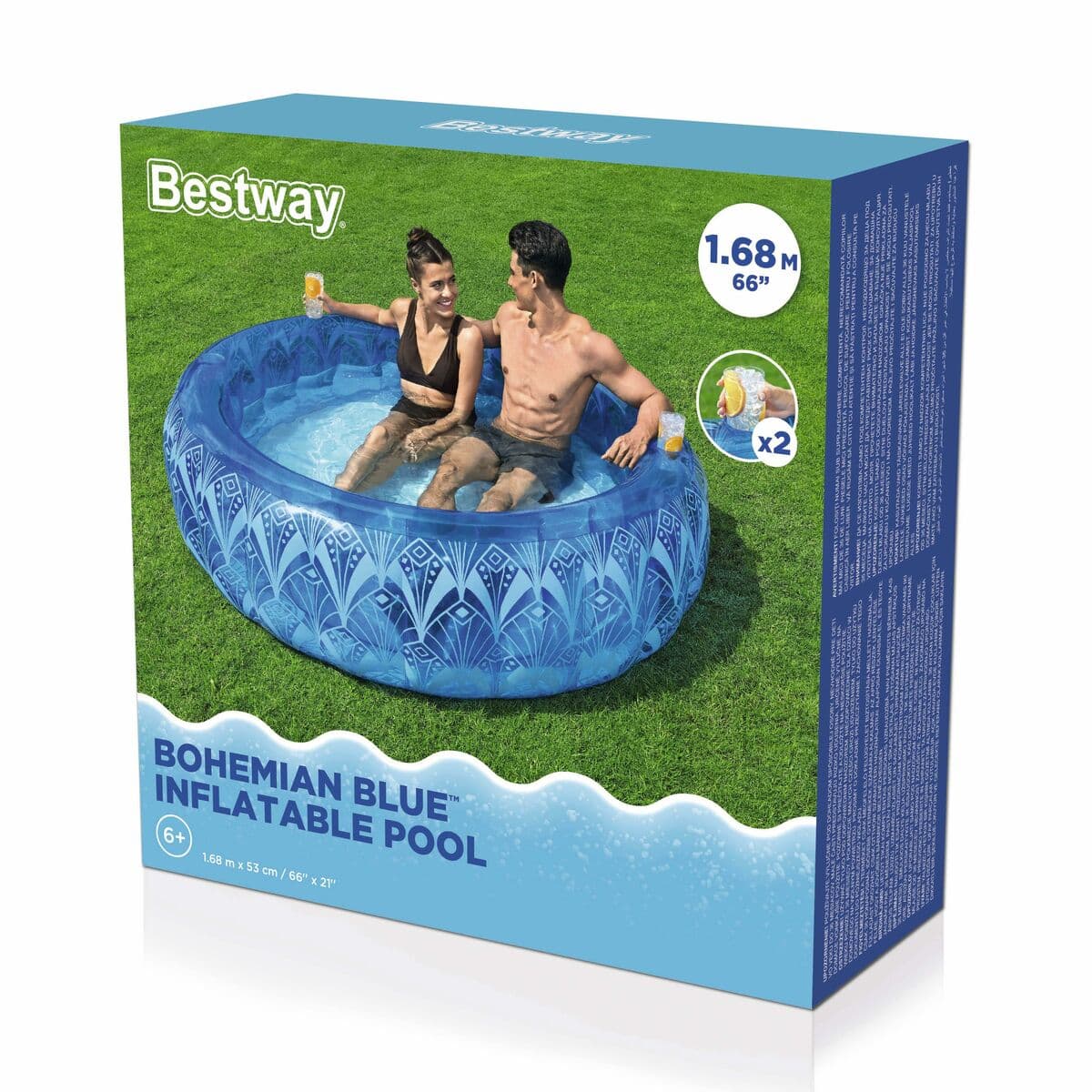 Bestway Piscina Hinchable Extra Resistente Azul Bohemio 168x53 cm +6 Años Jardin 54479 - Image 3