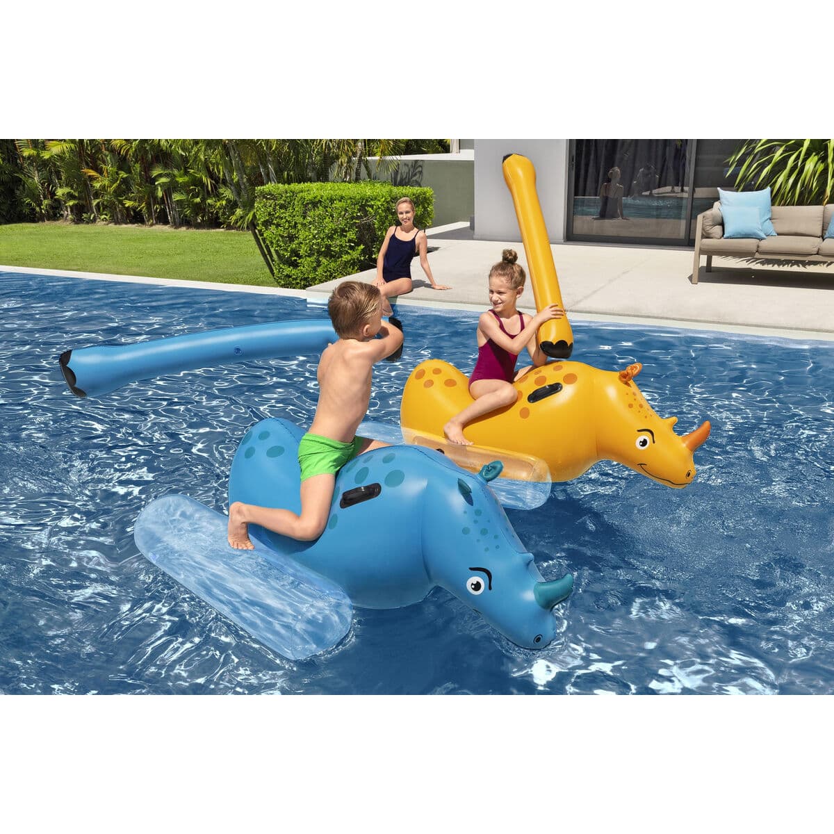 Bestway Juego Flotante Lucha de Rinocerontes 153x77 cm +3 Años Piscina 41522 - Image 6