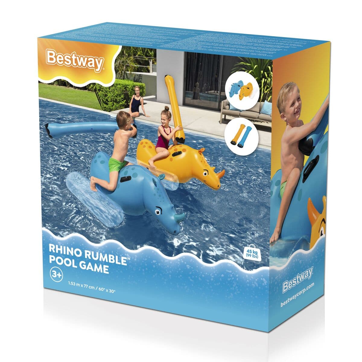 Bestway Juego Flotante Lucha de Rinocerontes 153x77 cm +3 Años Piscina 41522 - Image 4