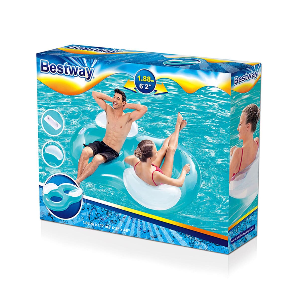 Bestway Rueda Doble Hinchable con Almohada 188x117 cm Playa y Piscina 43009 - Image 2