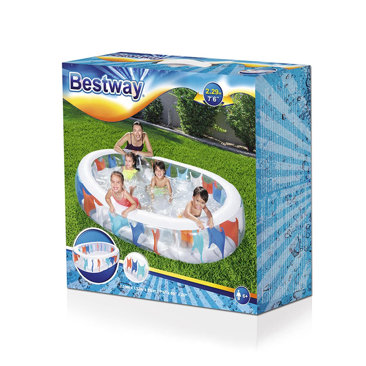 Bestway Uppblåsbar Oval Pool 229x152x51 cm +6 År Trädgård 54066 - Image 3