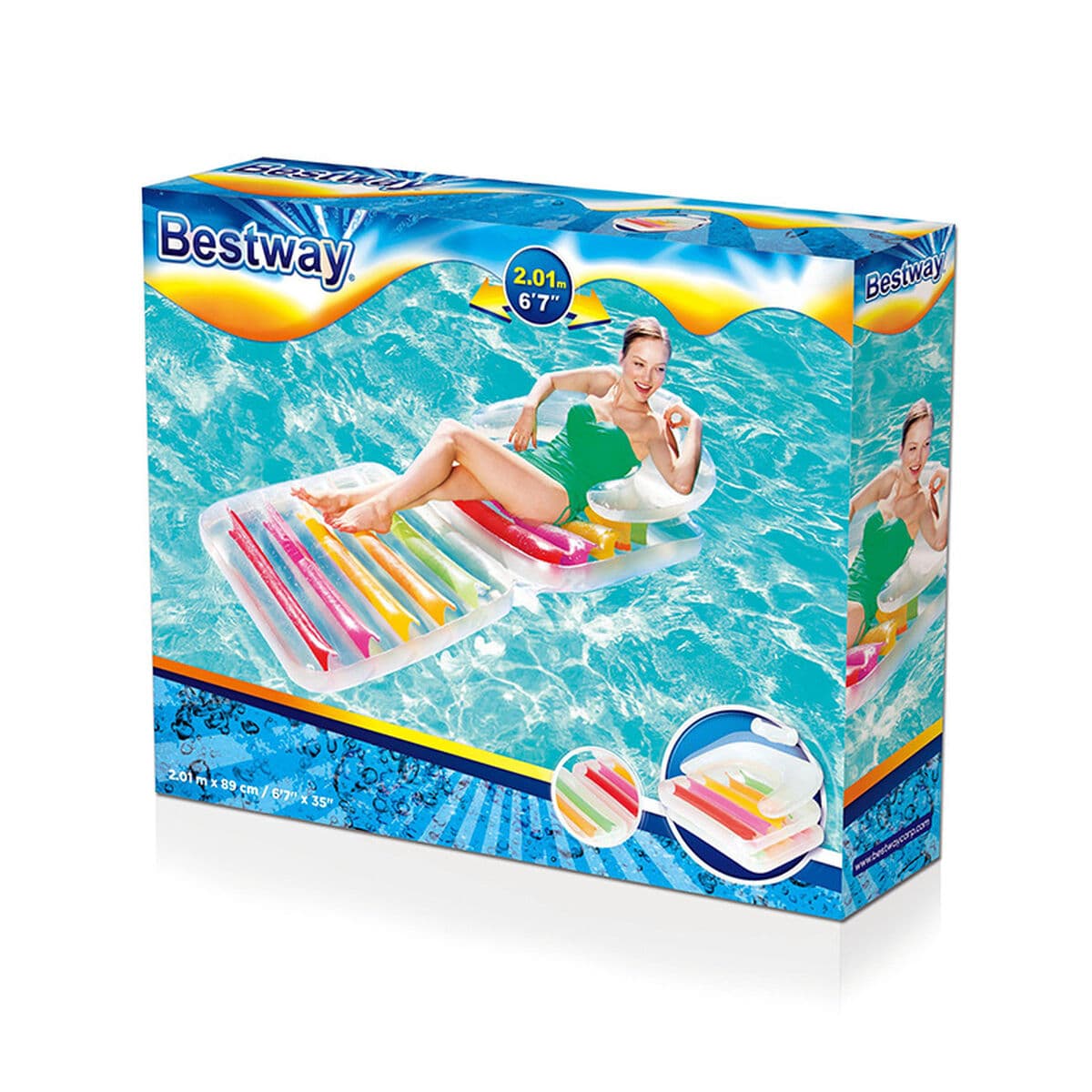 Bestway Hopfällbar Uppblåsbar Stol Regnbåge 201x89 cm Strand och Pool 43023 - Image 3