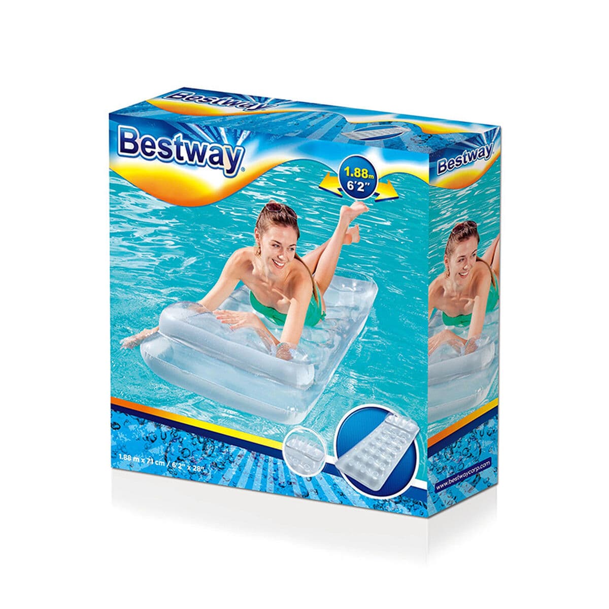 Bestway Colchoneta Hinchable Vasos Metalica con Almohada 188x71 cm Playa y Piscina 43024 - Image 2