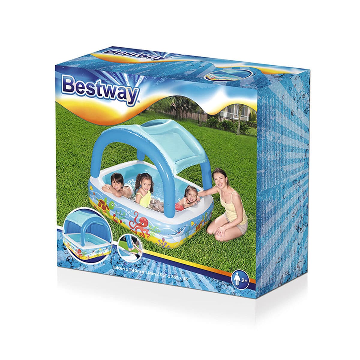 Bestway Piscina Hinchable Infantil Techo Desmontable 140x140x114 cm +2 Años Jardin 52192 - Image 2