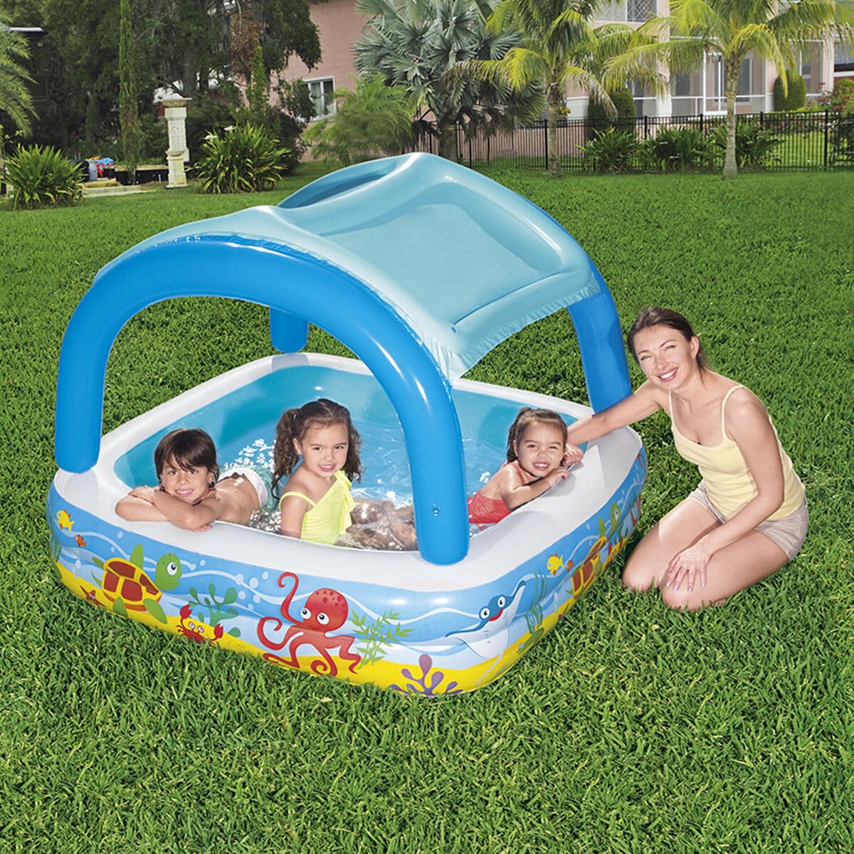 Bestway Piscina Hinchable Infantil Techo Desmontable 140x140x114 cm +2 Años Jardin 52192 - Image 3