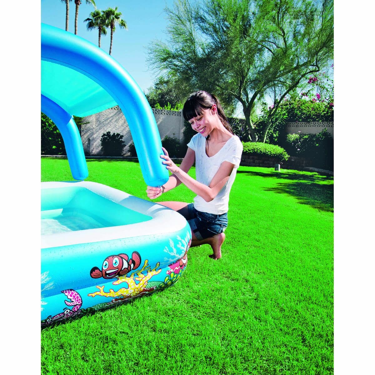 Bestway Piscina Hinchable Infantil Techo Desmontable 140x140x114 cm +2 Años Jardin 52192 - Image 14