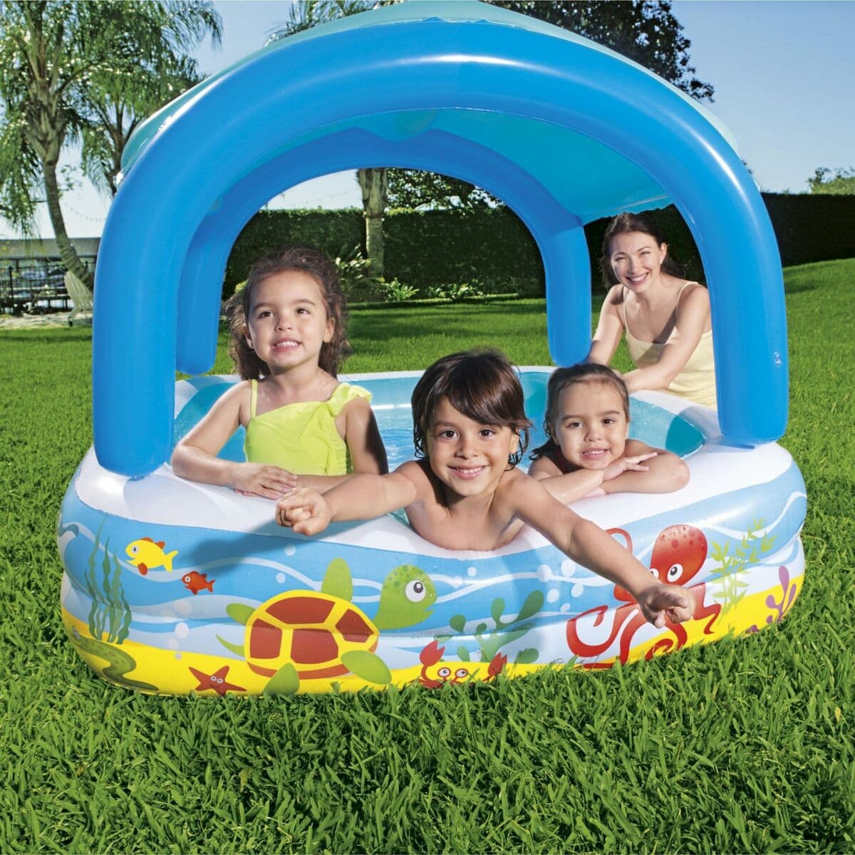 Bestway Piscina Hinchable Infantil Techo Desmontable 140x140x114 cm +2 Años Jardin 52192 - Image 6