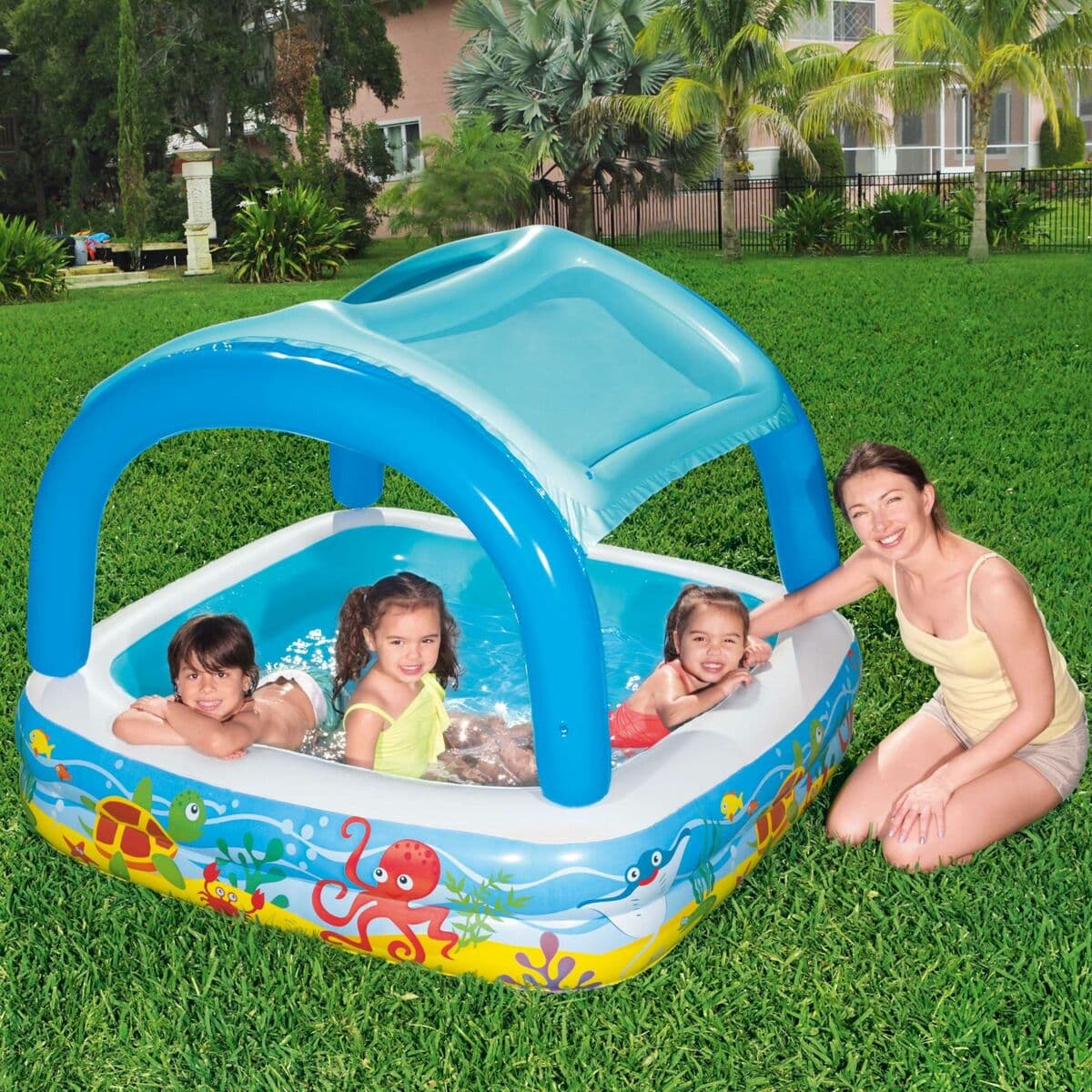 Bestway Piscina Hinchable Infantil Techo Desmontable 140x140x114 cm +2 Años Jardin 52192 - Image 7