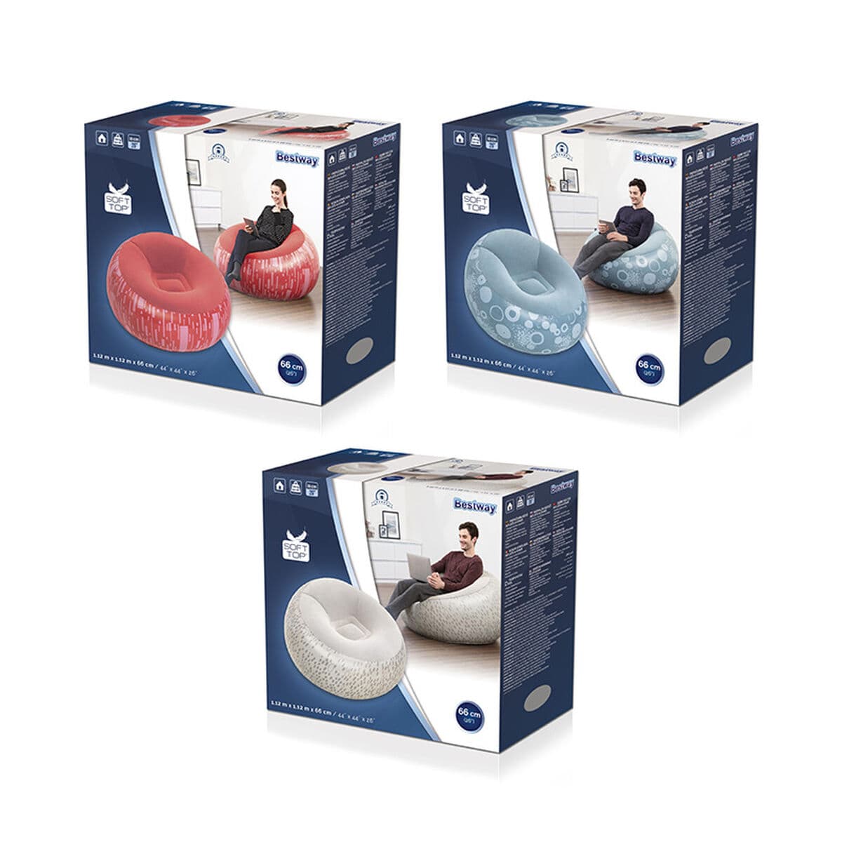 Fotelja na napuhavanje Bestway Fashion 112 x 112 x 66 cm 122 x 122 x 66 cm - Image 2