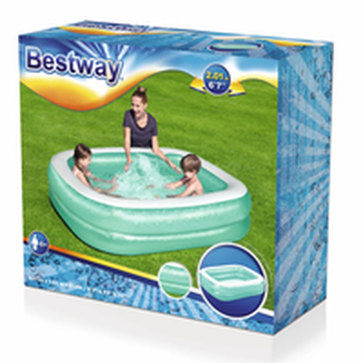 Bestway Uppblåsbar Pool 2 Kammare Rektangulär 201x150x51 cm +6 År Trädgård 54005 - Image 4