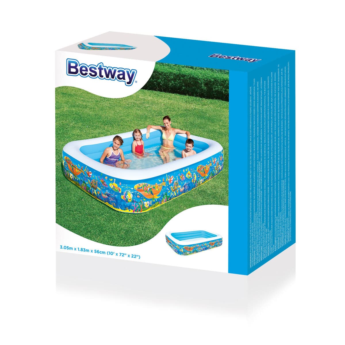 Bestway Uppblåsbar Pool 3 Kammare Floral 305x183x56 cm +6 År Trädgård 54121 - Image 10
