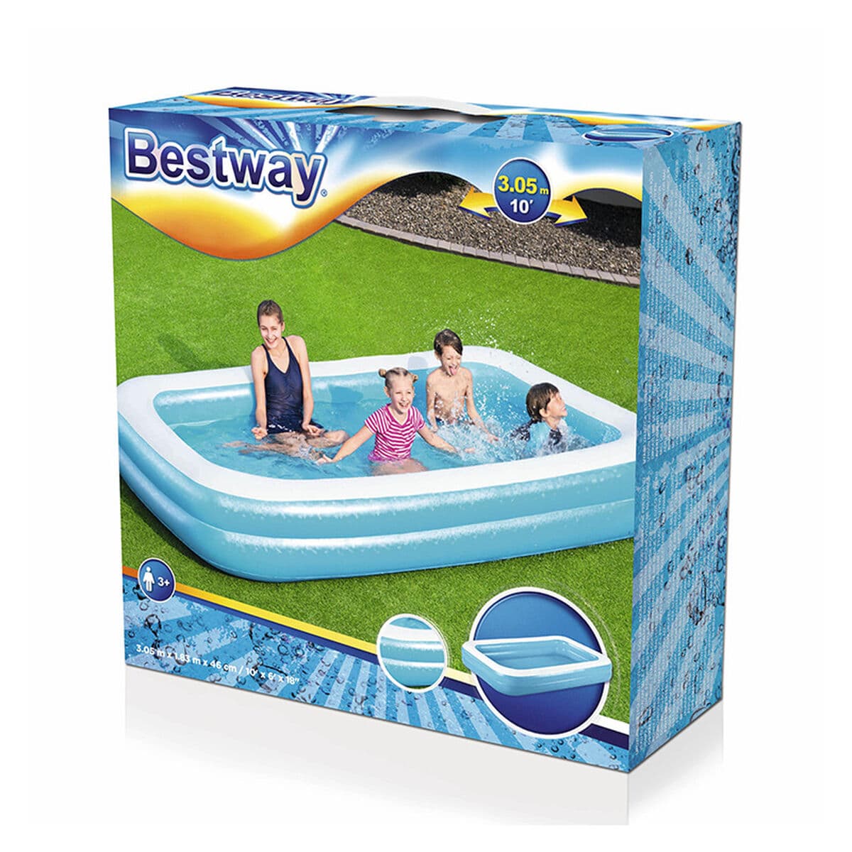 Bestway Aufblasbarer Pool 2 Kammern Rechteckig 305x183x46 cm +3 Jahre Garten 54150 - Image 2