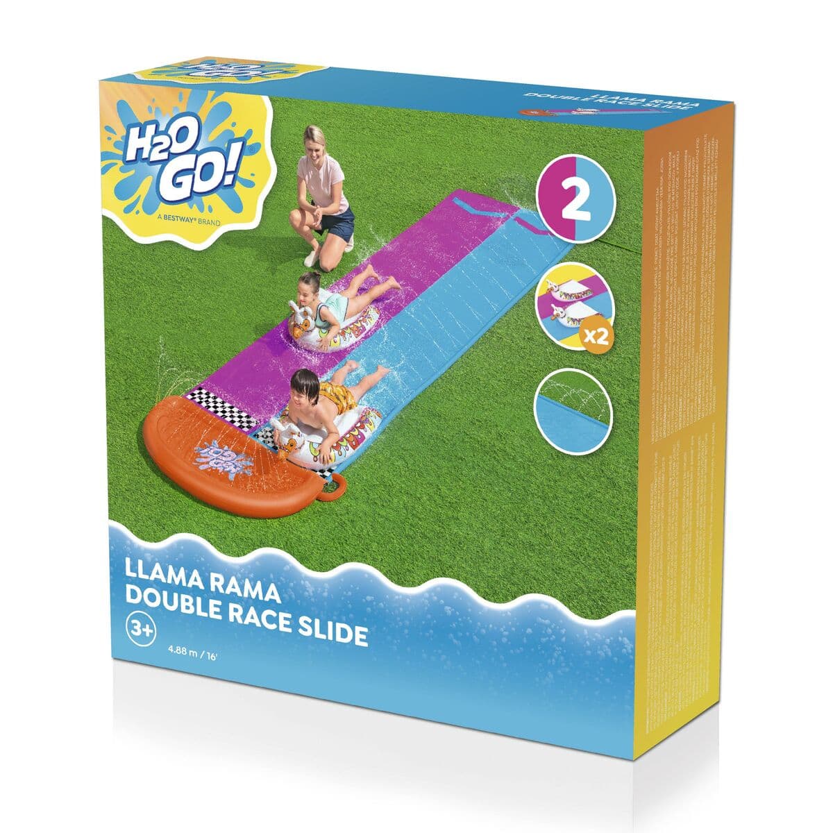 Bestway Pista Deslizante con Hinchables Doble Animales Llama 488x138 cm +3 Años Jardin 52320 - Image 4