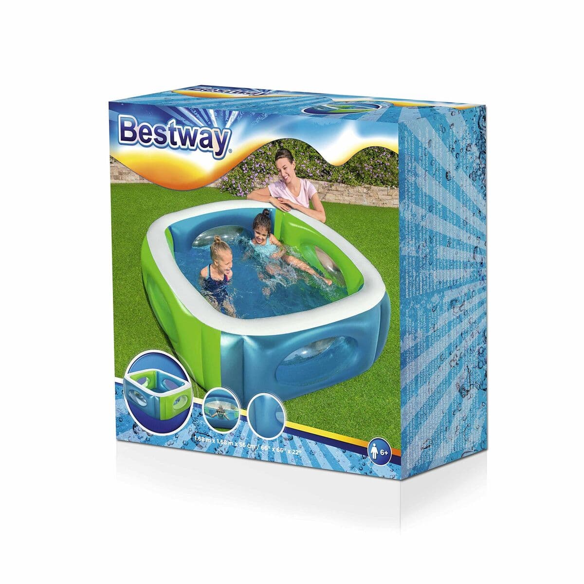 Bestway Uppblåsbar Pool med Kikare 168x168x56 cm +6 År Trädgård 51132 - Image 9