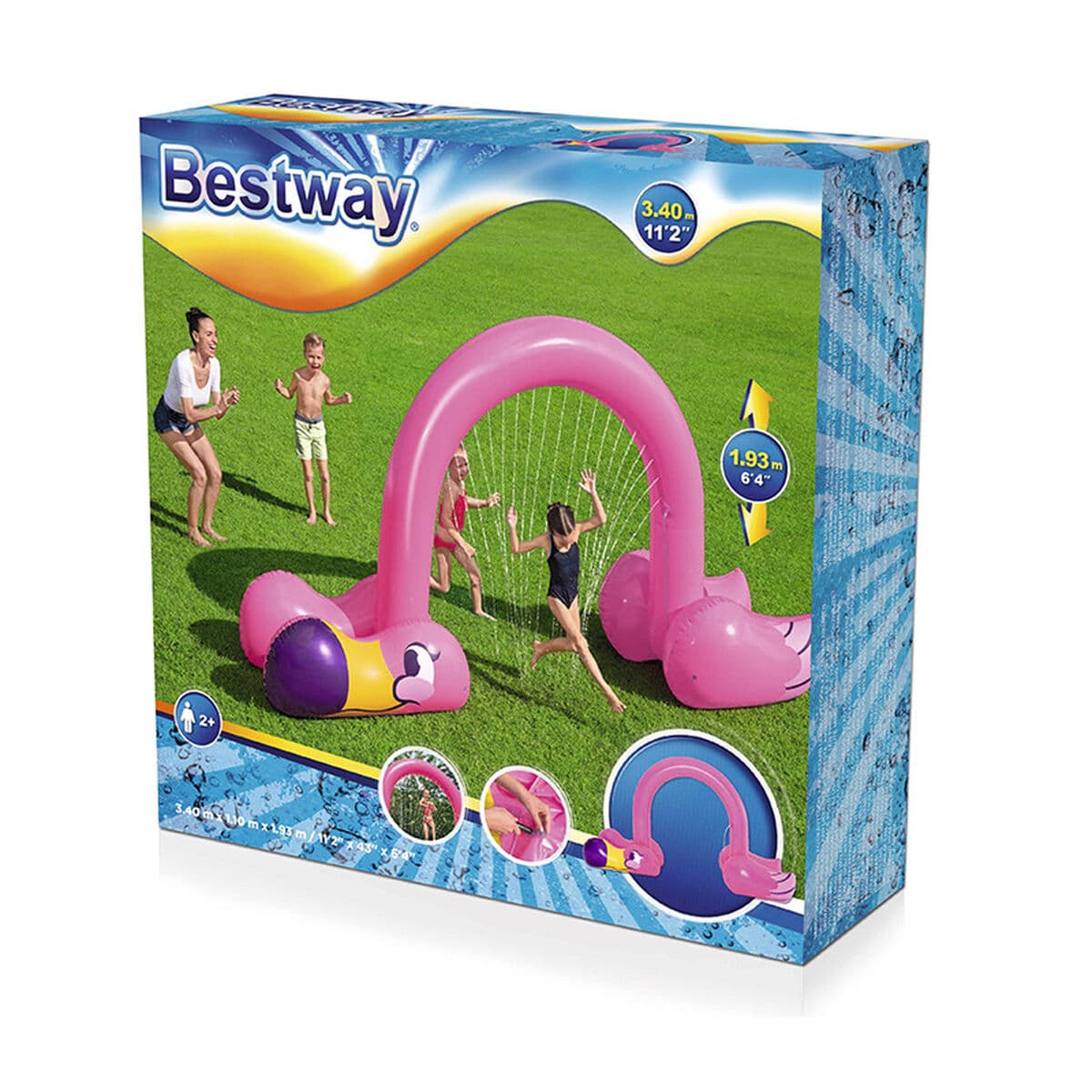 Laistīšanas Rotaļlieta Ūdens Smidzinātājs Bestway Plastmasa 340 x 110 x 193 cm Rozā flamingo - Image 2