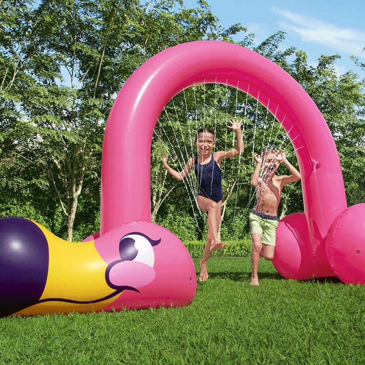 Laistīšanas Rotaļlieta Ūdens Smidzinātājs Bestway Plastmasa 340 x 110 x 193 cm Rozā flamingo - Image 4