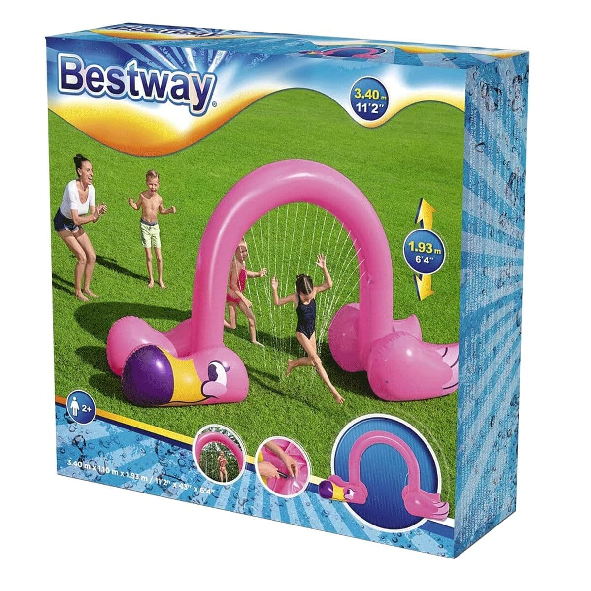 Laistīšanas Rotaļlieta Ūdens Smidzinātājs Bestway Plastmasa 340 x 110 x 193 cm Rozā flamingo - Image 8
