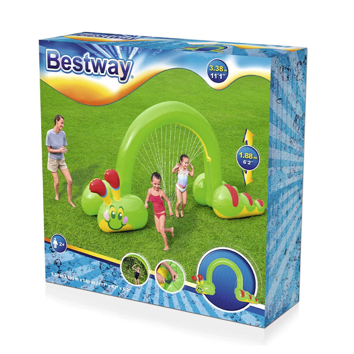 Bestway Aspersore Gonfiabile Jumbo Gusano 338x110x188 cm +2 Anni Giardino 52398 - Image 2