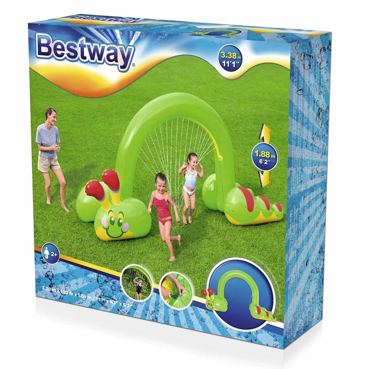 Bestway Aspersore Gonfiabile Jumbo Gusano 338x110x188 cm +2 Anni Giardino 52398 - Image 6