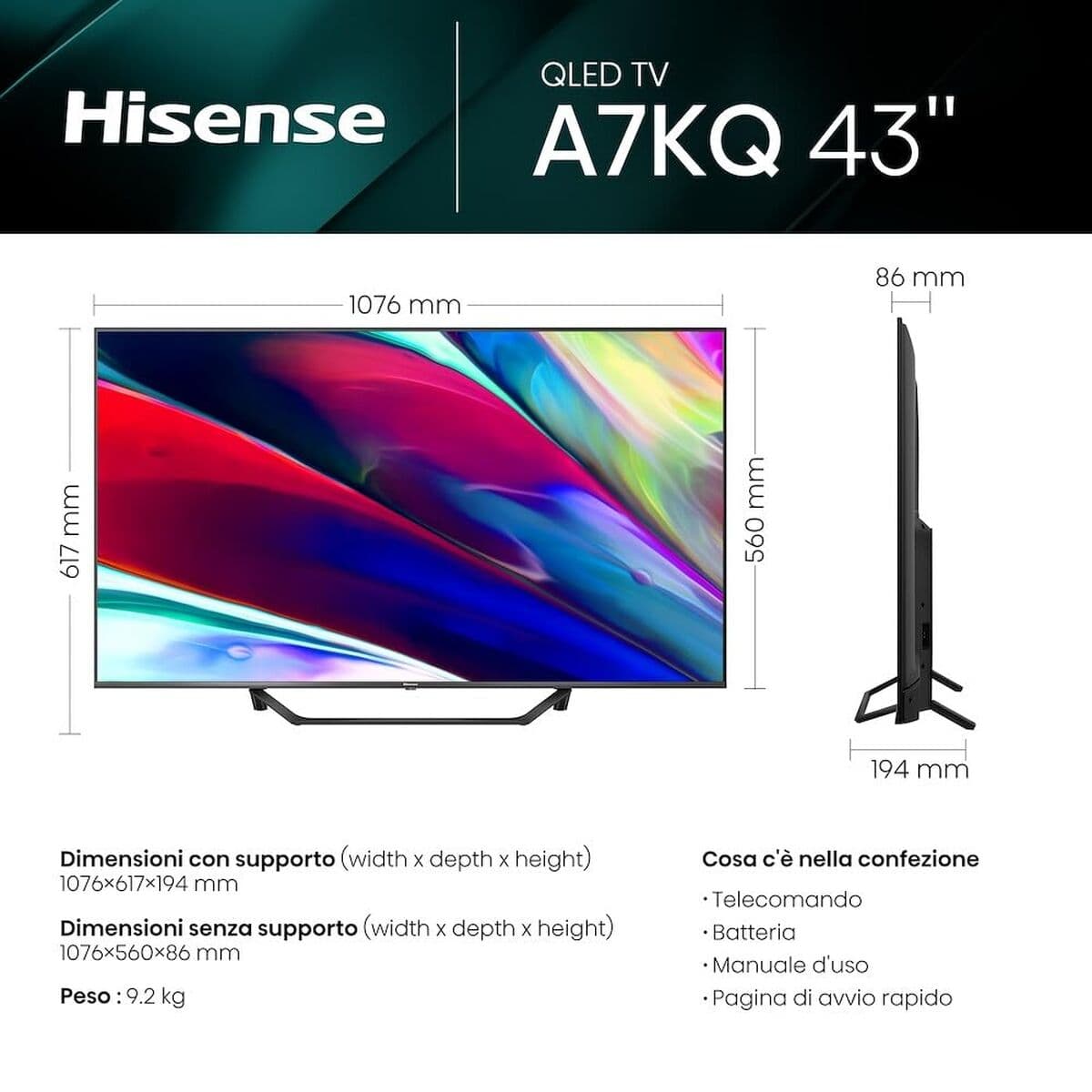Smart TV Hisense 43A79KQ 43" 4K Ultra HD LED HDR D-LED QLED (Restauriert B) - Image 16