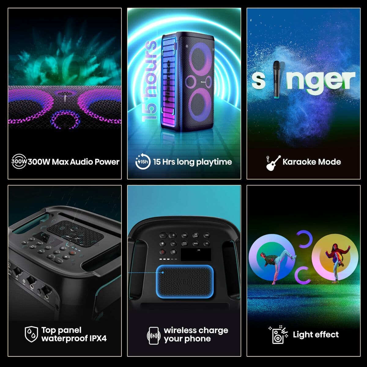 Tragbare Bluetooth-Lautsprecher Hisense Schwarz 300 W - Image 7