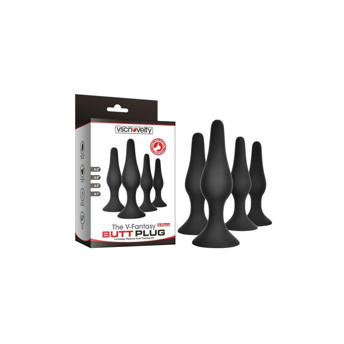 Plug Anal VSCNOVELTY Negro Silicona Set 4 Piezas - Image 4