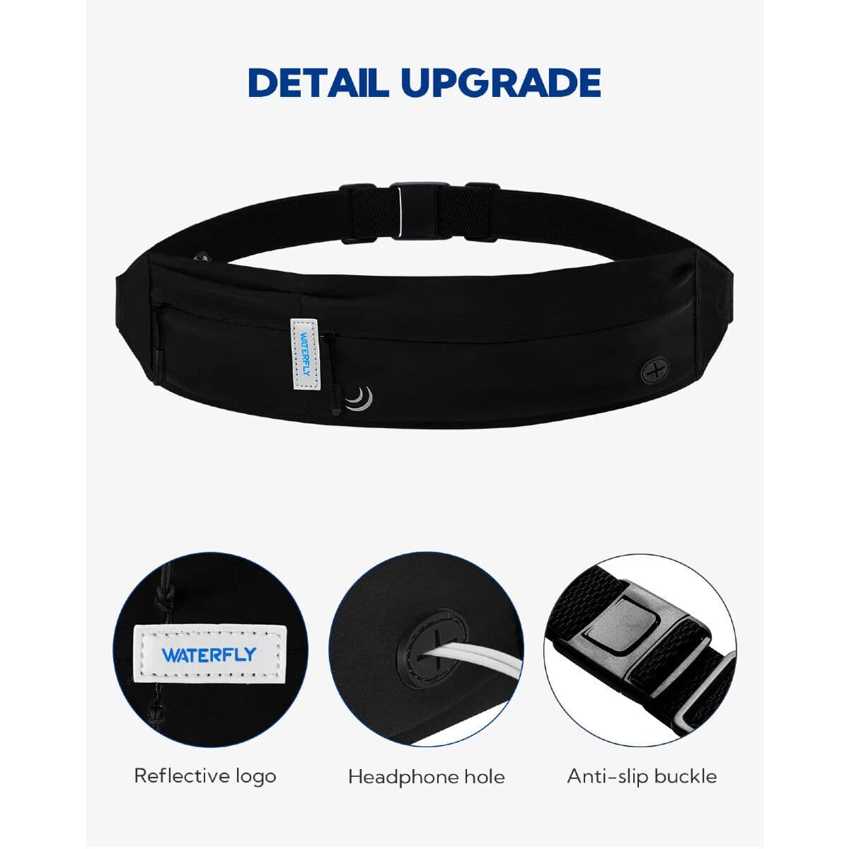 Waterfly Bauchtasche Running Sport 3.0 Schwarz Unisex Lycra 1L mit Reflektoren - Image 18