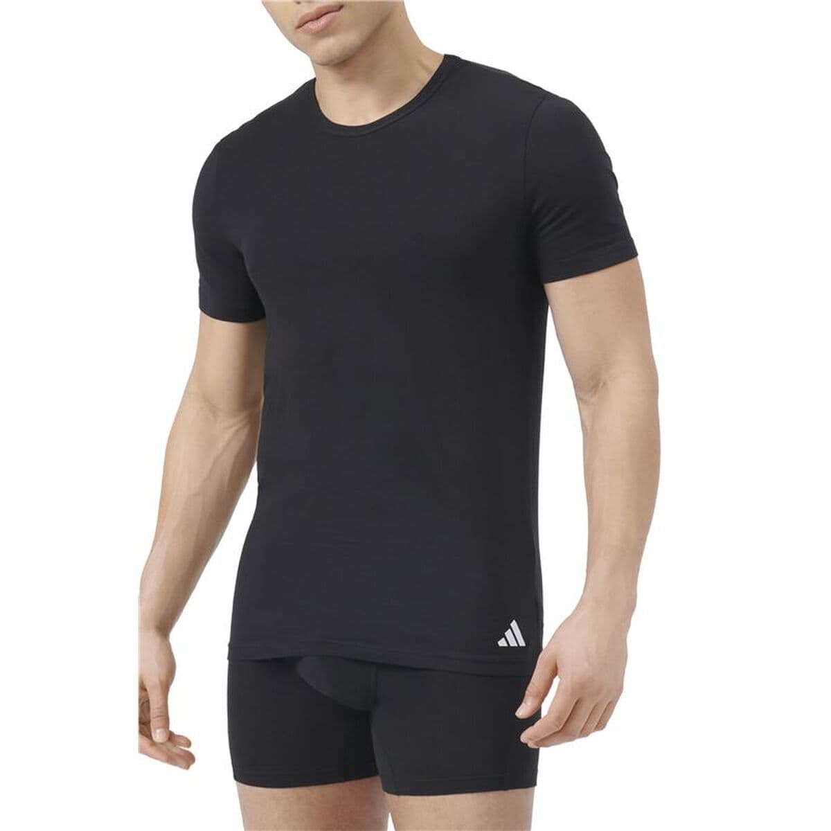 Herren Kurzarm-T-Shirt Adidas Crew 2P Active Flex Schwarz