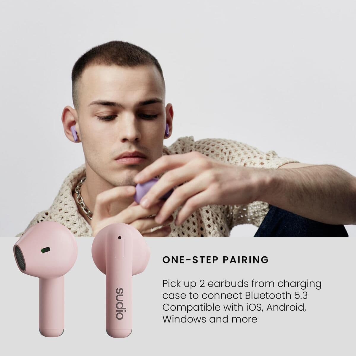 Écouteurs in Ear Bluetooth Sudio A1 True Wireless Rose - Image 6