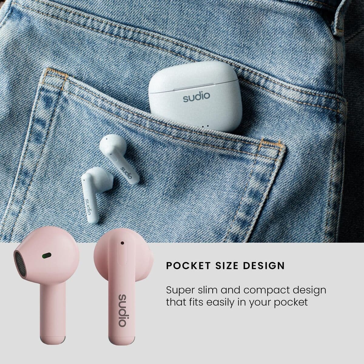 Écouteurs in Ear Bluetooth Sudio A1 True Wireless Rose - Image 7