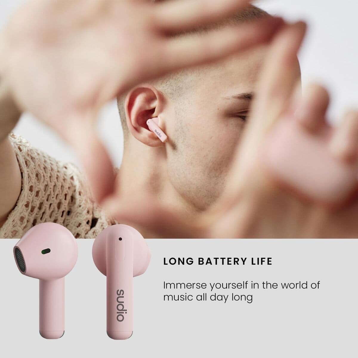 Écouteurs in Ear Bluetooth Sudio A1 True Wireless Rose - Image 9