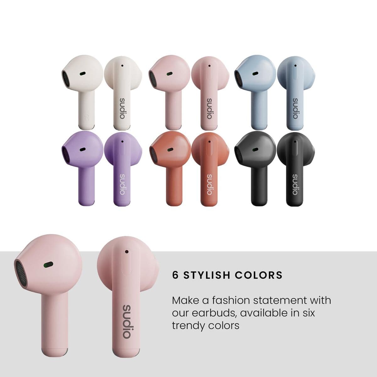 Écouteurs in Ear Bluetooth Sudio A1 True Wireless Rose - Image 11