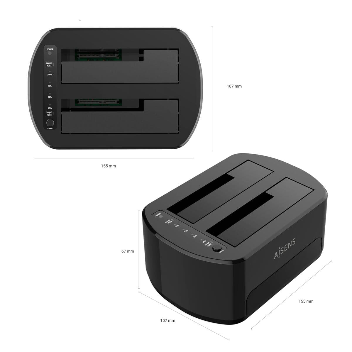 Base de carga Aisens ASDS-D03B Negro - Image 3