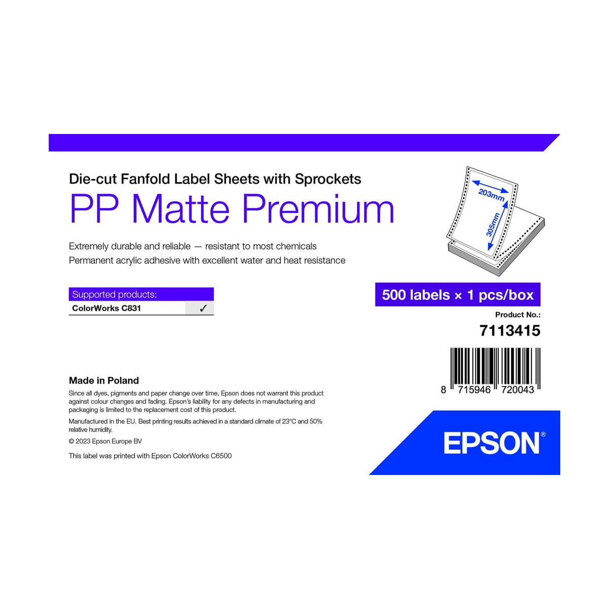 Papel para Imprimir Epson 7113415 Blanco