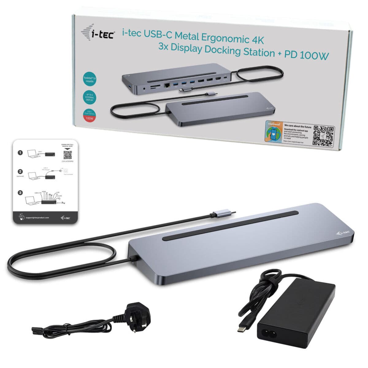 Hub USB-C i-Tec C31FLAT2PDPRO Argenté - Image 2