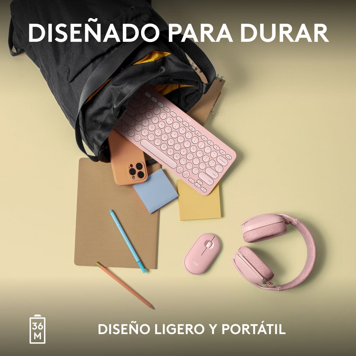 Clavier sans fil Logitech K380s Rose Espagnol Qwerty - Image 9