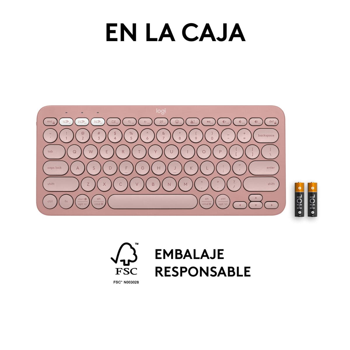 Clavier sans fil Logitech K380s Rose Espagnol Qwerty - Image 6