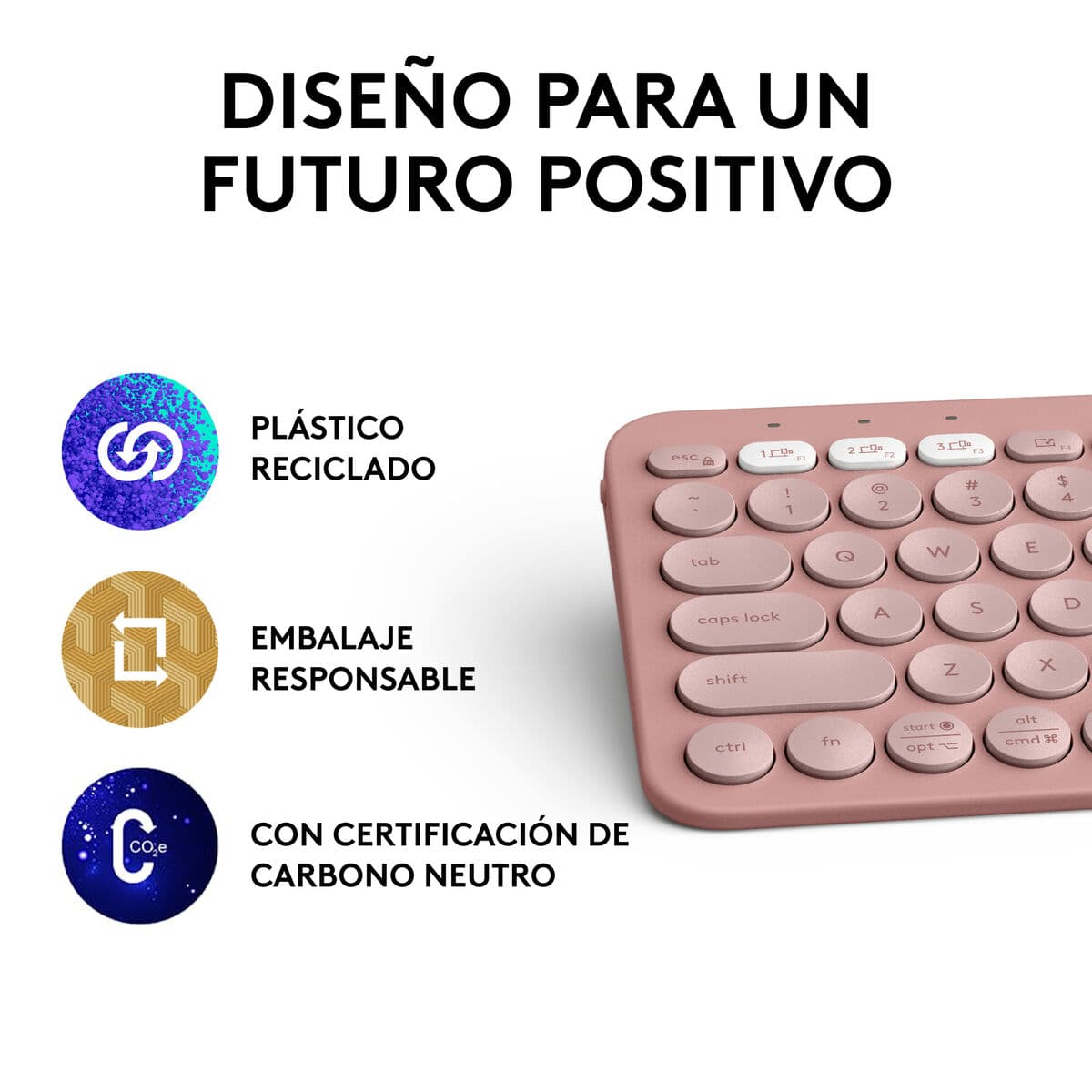 Clavier sans fil Logitech K380s Rose Espagnol Qwerty - Image 4