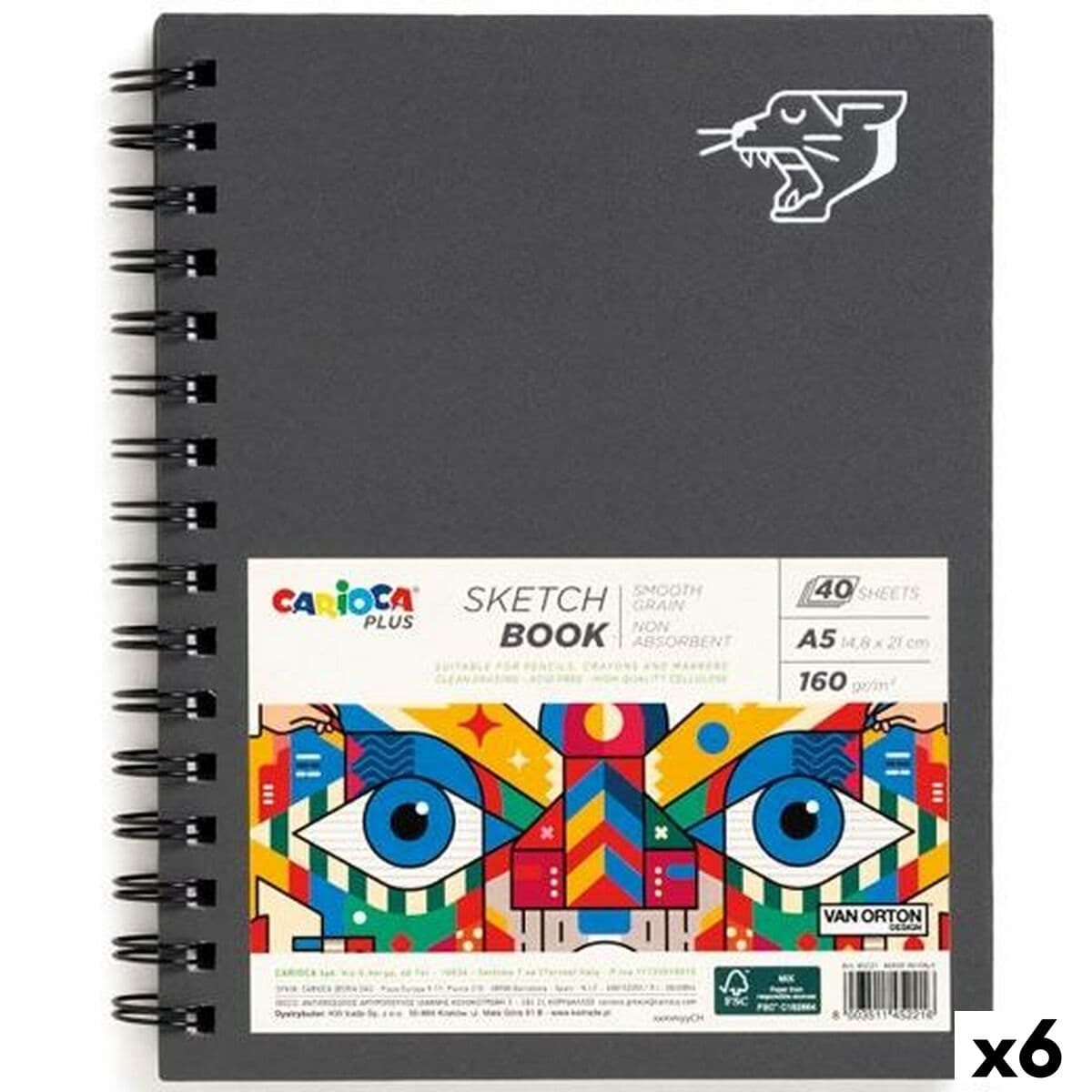 Zeichenblock Carioca PLUS SKETCHBOOK A5 40 Blatt (6 Stück)