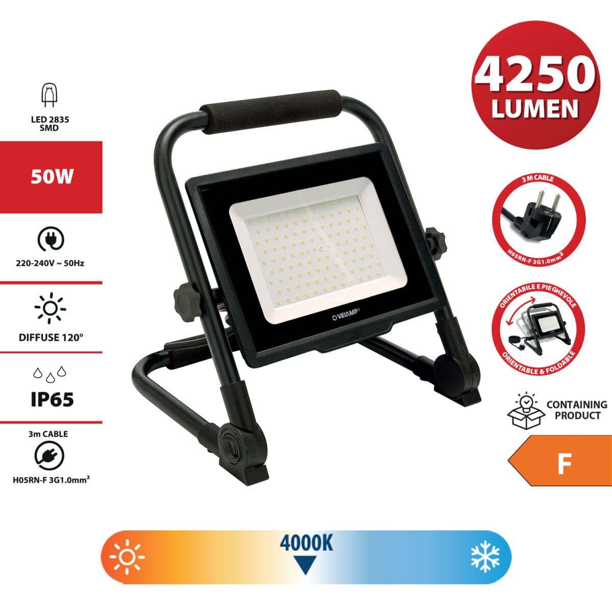LED spotlight Velamp 100 W 4000 K 8500 Lm - Image 2