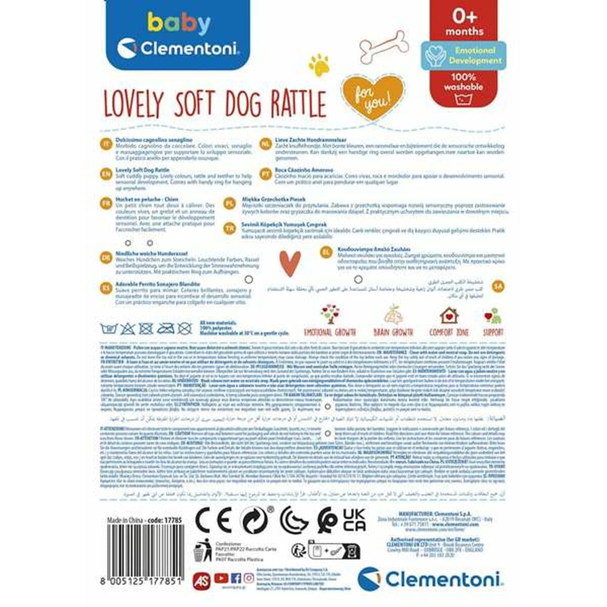 Peluche Sonajero Clementoni Lovely Dog 18 x 25 x 6 cm - Image 5